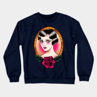 American Traditional Flapper Portrait Crewneck Sweatshirt